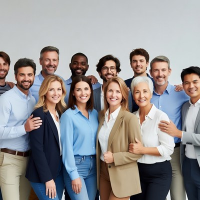 Diverse professional team smiling together