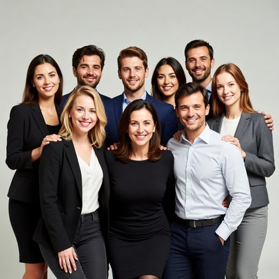 Diverse professional team smiling together