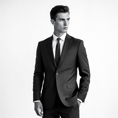 Handsome man in black suit