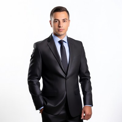 Young man in black suit