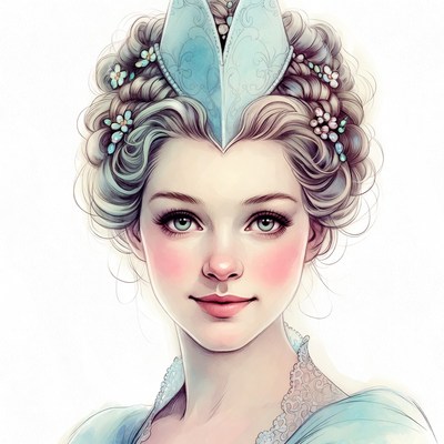 Beautiful woman with blue headdress