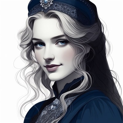 Woman in Blue Victorian Gown