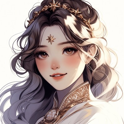 Asian woman with golden star crown
