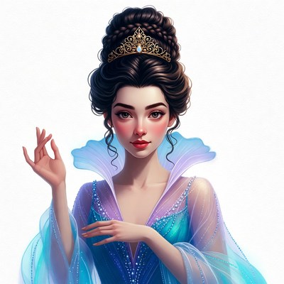 Beautiful woman in blue princess gown