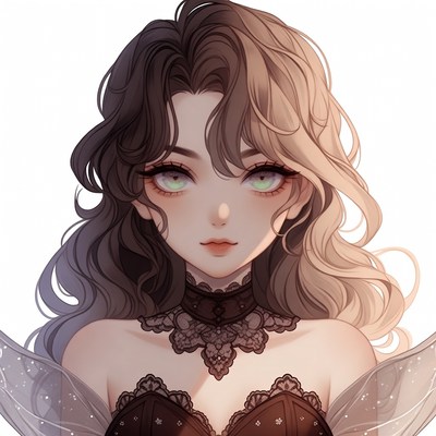 Anime girl with split hair and fairy wings