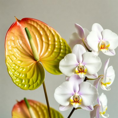 Anthurium and White Orchids