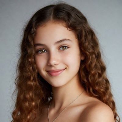 Teen girl with curly brown hair