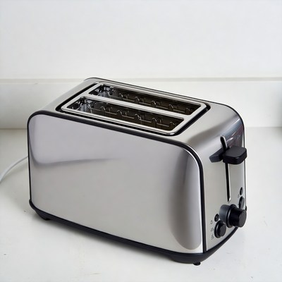 Shiny Silver Toaster on Counter