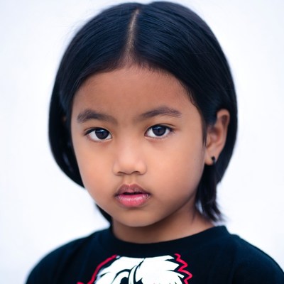 Asian girl with black bulldog shirt