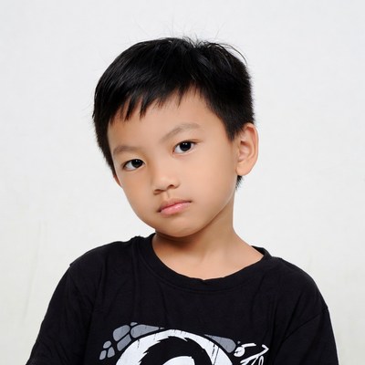 Asian boy in black t-shirt