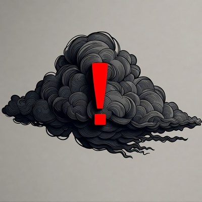 Red Exclamation Mark in Dark Cloud