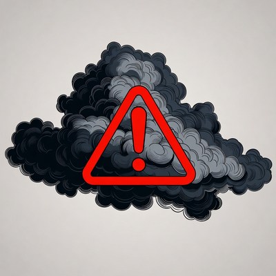 Red Exclamation Mark in Dark Clouds