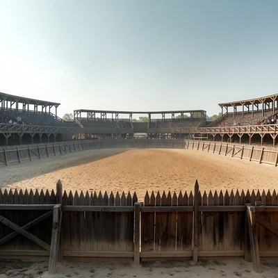Empty Wooden Arena Sand Floor