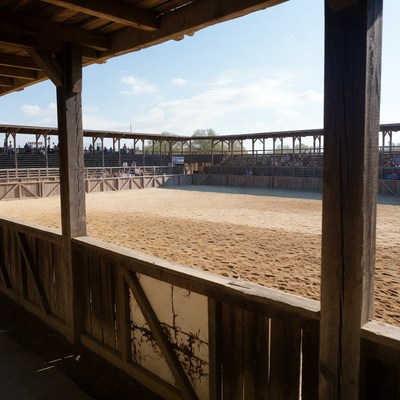 Crowded Rodeo Arena with Spectators