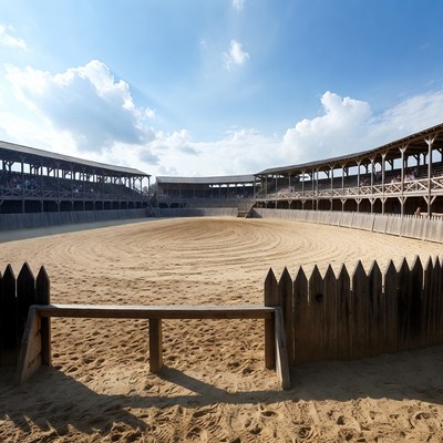 Empty Wooden Arena Sand Floor