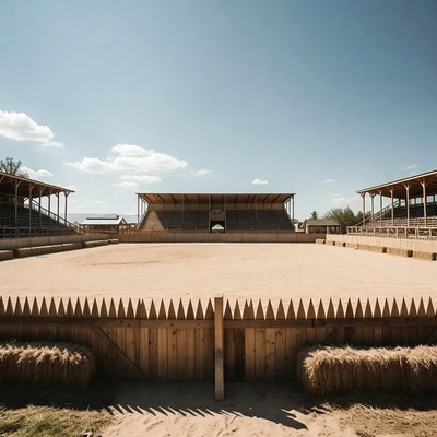 Empty Wooden Rodeo Arena