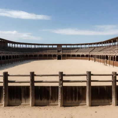 Empty Wooden Bullring Arena