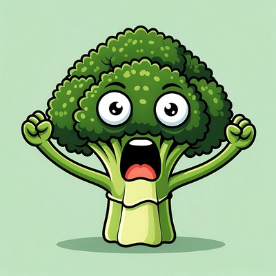 Surprised cartoon broccoli vegetable