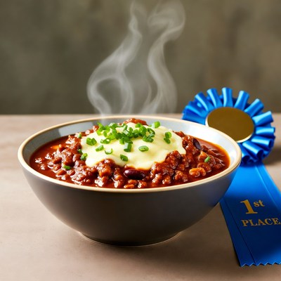 Chili Bowl with Cheese and First Place Ribbon