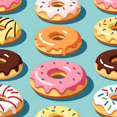 Colorful Donuts Pattern Illustration