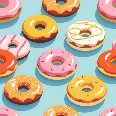 Colorful Donuts Pattern Illustration