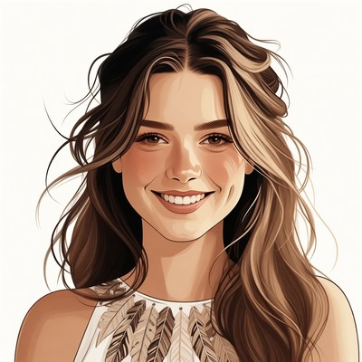 Smiling Woman with Wavy Brown Hair