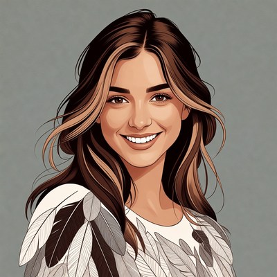 Smiling Woman with Feathered Shoulders