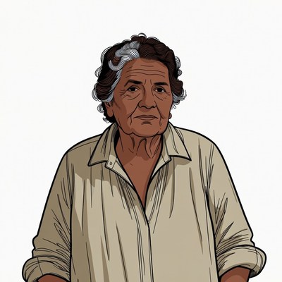 Elderly Indigenous woman illustration