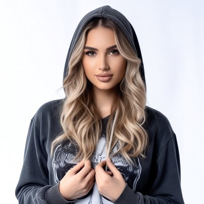 Woman in Hoodie with Hood Up