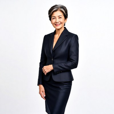 Asian woman in black suit