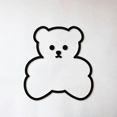 Black outline teddy bear illustration