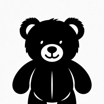 Cute black teddy bear illustration