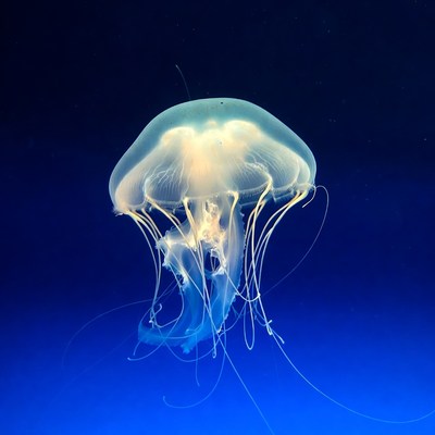 Glowing Jellyfish on Dark Blue Background