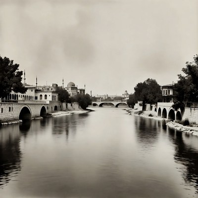 Stone Bridges over River in Ancient City
