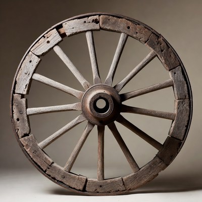 Old Wooden Wagon Wheel