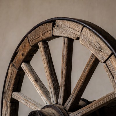 Old Wooden Wagon Wheel