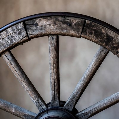 Old Wooden Wagon Wheel