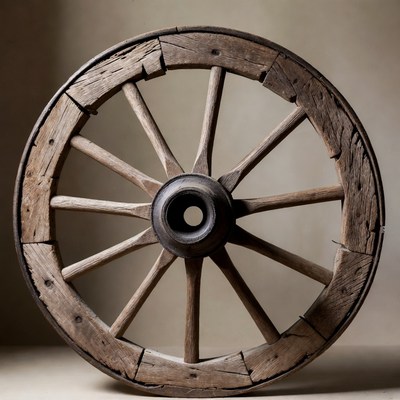 Old Wooden Wagon Wheel