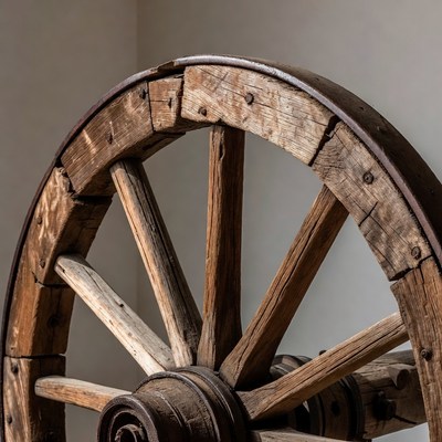 Old Wooden Wagon Wheel