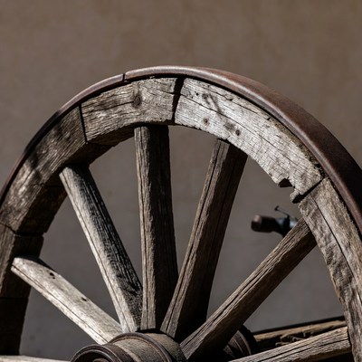 Old wooden wagon wheel