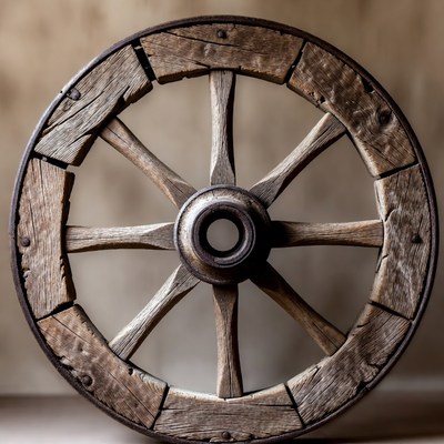 Old Wooden Wagon Wheel