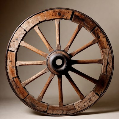Old Wooden Wagon Wheel