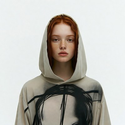 Redhead woman in hoodie