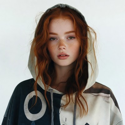 Redhead woman in hoodie