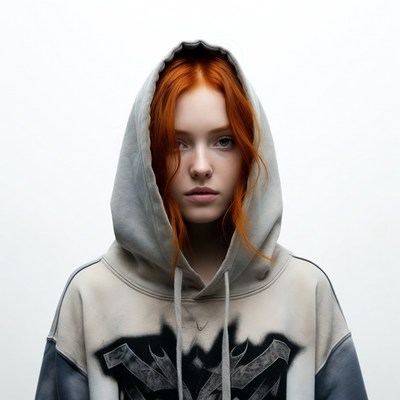 Redhead woman in hoodie