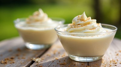 Two Whipped Cream Desserts on Wooden Table