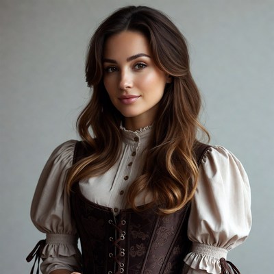 Woman in Victorian blouse and corset