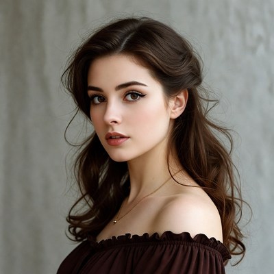 Beautiful woman with wavy brown hair