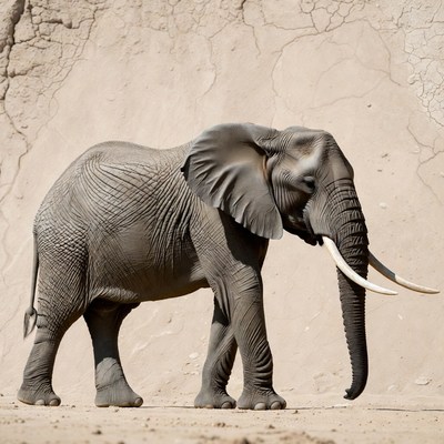 Elephant standing against rocky cliff