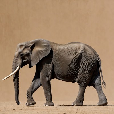 Elephant walking on sandy ground